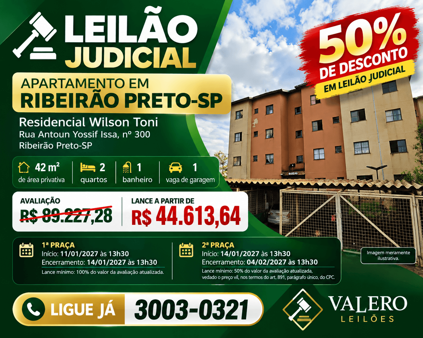 Apartamento de 42m² em Leilão — Rua Antoun Youssif Issa, nº 300, Jardim Doutor Paulo Gomes Romeo, Ribeirão Preto